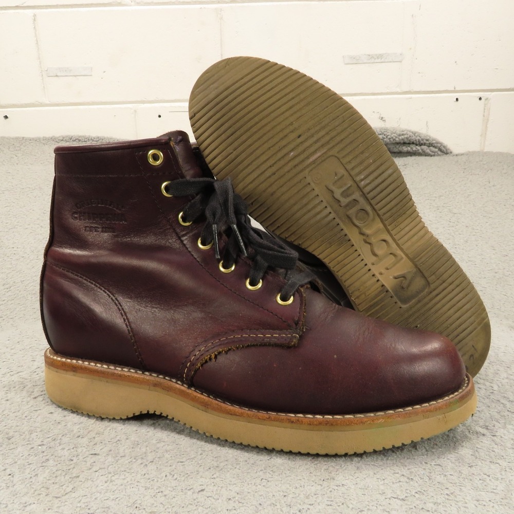 Chippewa Boots Womens 9 6" Lace Up Service Oxblood Made in USA Leather Vintage
